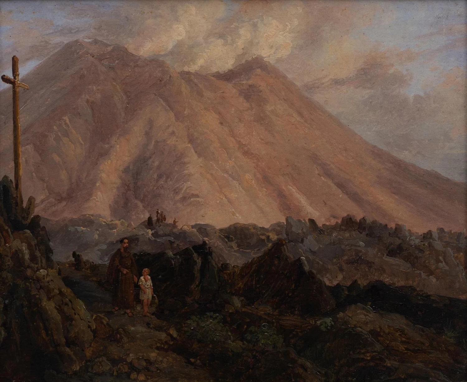 Paesaggio con monaco e un ragazzo